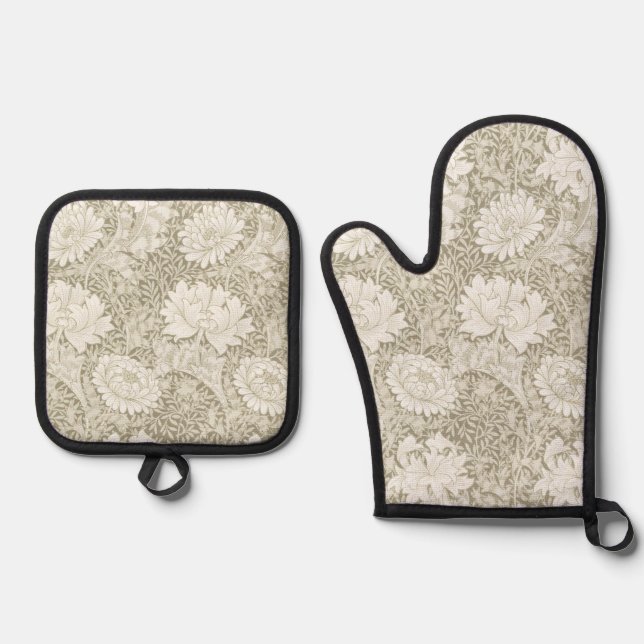 Chrysanthemum, William Morris Oven Mitt & Pot Holder Set (Front)