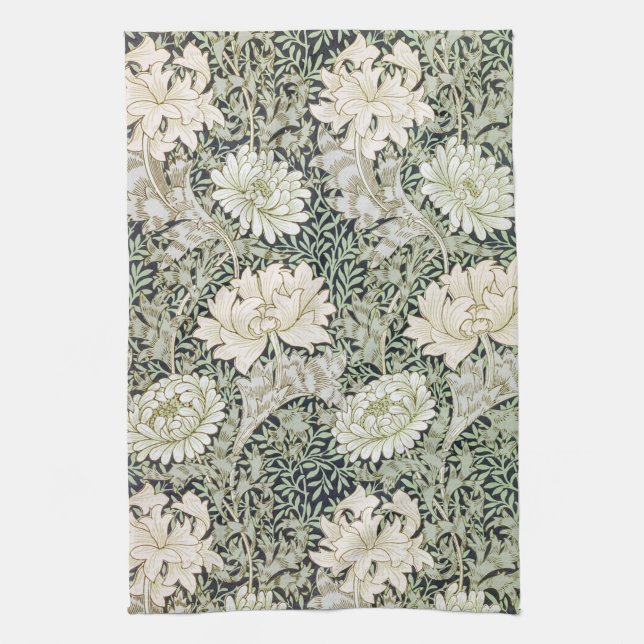 Chrysanthemum, William Morris Tea Towel (Vertical)