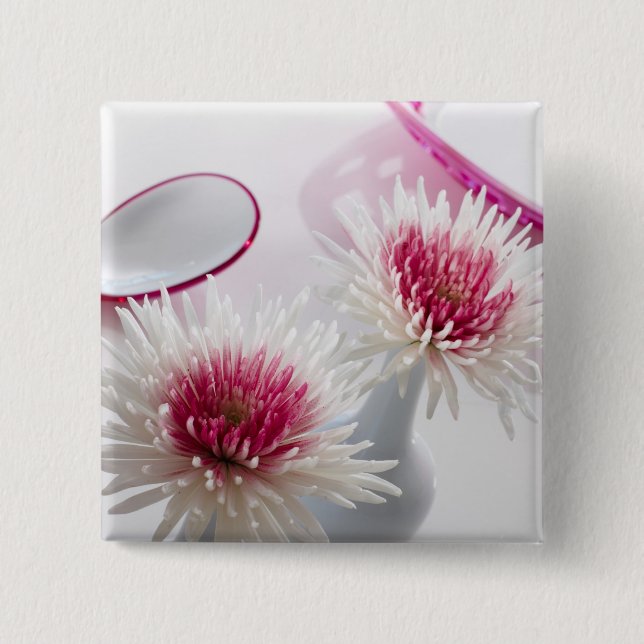 Chrysanthemums 15 Cm Square Badge (Front)