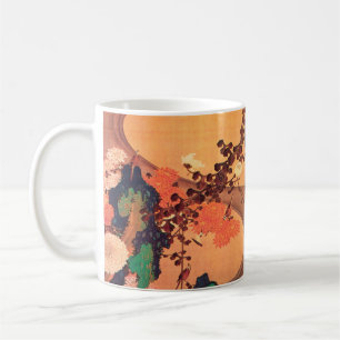 Chrysanthemums by a stream with rocks (1760) coffee mug