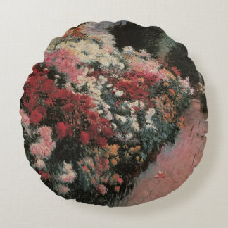 Chrysanthemums by Dennis Bunker Miller, Fine Art Round Cushion