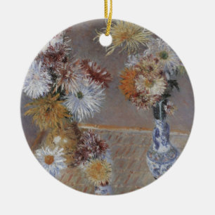Chrysanthemums by Gustave Caillebotte Ceramic Tree Decoration