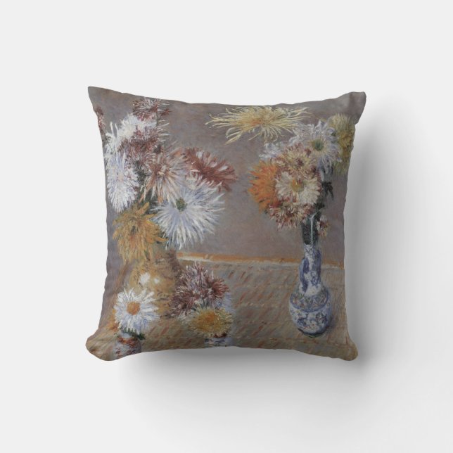 Chrysanthemums by Gustave Caillebotte Cushion (Front)
