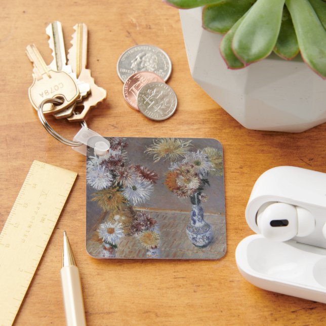 Chrysanthemums by Gustave Caillebotte Key Ring (Desk)