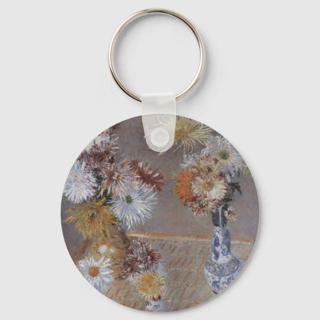 Chrysanthemums by Gustave Caillebotte Key Ring (Front)