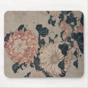 Chrysanthemums (colour woodblock) mouse mat