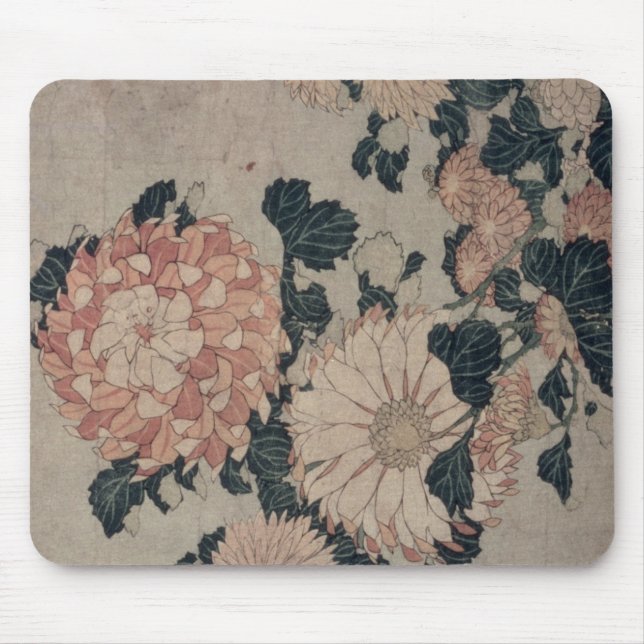 Chrysanthemums (colour woodblock) mouse mat (Front)