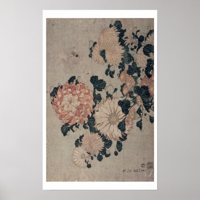 Chrysanthemums (colour woodblock) poster (Front)