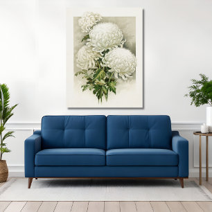 Chrysanthemums – Elegant Vintage Botanical Canvas Print