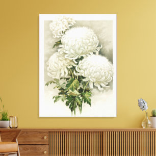 Chrysanthemums – Elegant Vintage Botanical Canvas Print