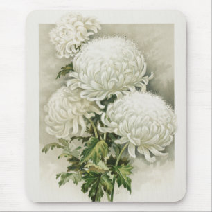Chrysanthemums – Elegant Vintage Botanical Mouse Mat
