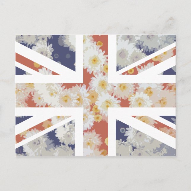 Chrysanthemums Flower Union Jack British(UK) Flag Postcard (Front)