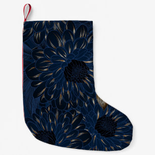 Chrysanthemums hand-drawn, elegant floral pattern. small christmas stocking