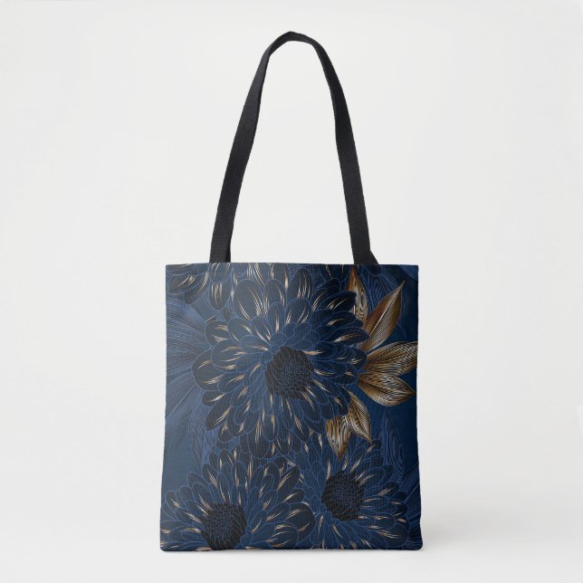 Chrysanthemums hand-drawn, elegant floral pattern. tote bag (Front)