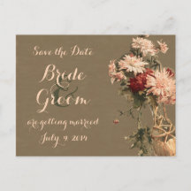 Chrysanthemums in a Bottle Save the Date Postcard