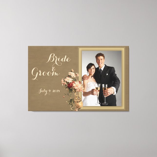 Chrysanthemums in a Bottle Wedding Keepsake Canvas Print (Front)