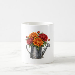 Chrysanthemums in a Watering Can Coffee Mug