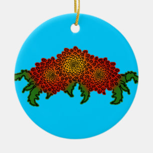 Chrysanthemums Motif Ceramic Tree Decoration