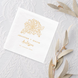 Chrysanthemums Personalised wedding,bridal shower Foil Napkins
