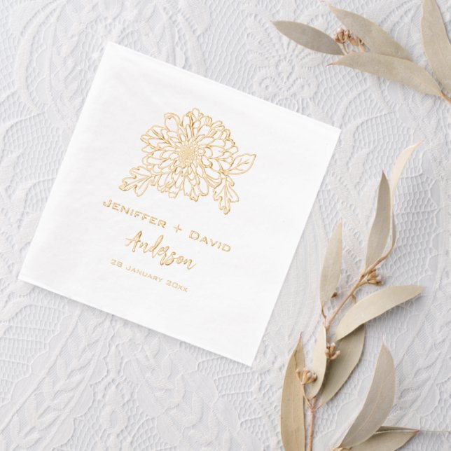 Chrysanthemums Personalised wedding,bridal shower Foil Napkins (Insitu (wedding 2))