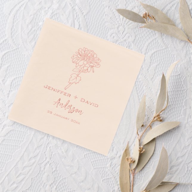 Chrysanthemums Personalized wedding,bridal shower Foil Napkins (Insitu (wedding 2))