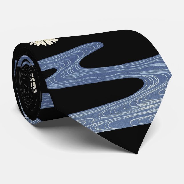 Chrysanthemums,Running Water ,Japanese Floral Tie (Rolled)