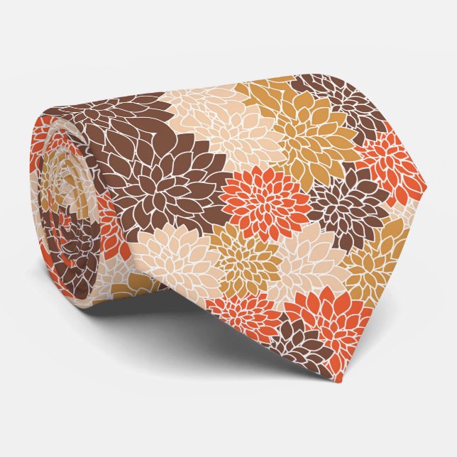 Chrysanthemums Tie (Rolled)