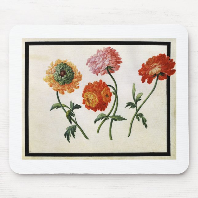 Chrysanthemums (w/c on paper) mouse mat (Front)
