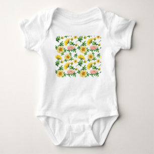 Chrysanthemums Watercolor: Seamless Floral Design Baby Bodysuit