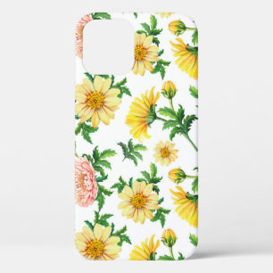 Chrysanthemums Watercolor: Seamless Floral Design iPhone 12 Case