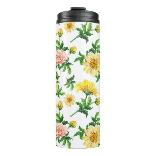 Chrysanthemums Watercolor: Seamless Floral Design Thermal Tumbler