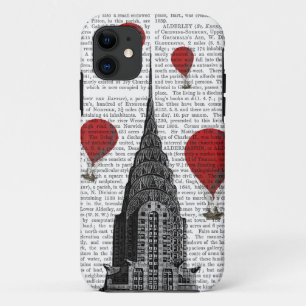 Chrysler Building and Red Hot Air Balloons iPhone 11 Case