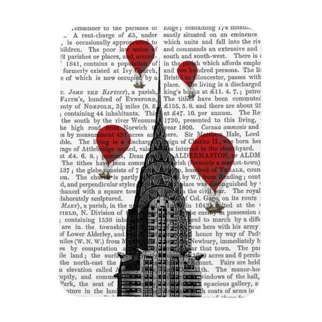 Chrysler Building and Red Hot Air Balloons Magnet (Vertical)