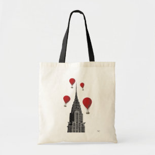 Chrysler Building and Red Hot Air Balloons Tote Bag