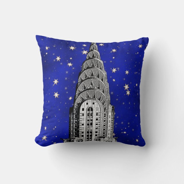 Chrysler Building Dome and a Starry Blue Sky Cushion (Front)