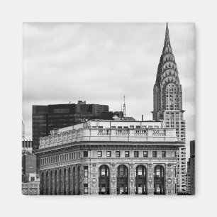 Chrysler Building, Flatiron, Clouds B&W Magnet