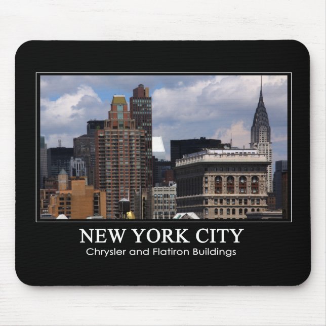 Chrysler Building, Flatiron with clouds 2C Mouse Mat (Front)