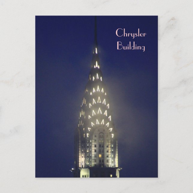 Chrysler Building Lit up at Dusk in the Mist Postcard (Front)