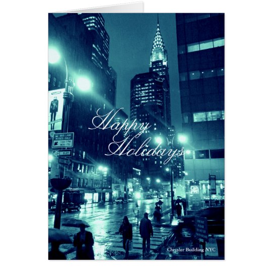 Chrysler Building NYC Blue Holidays Card
