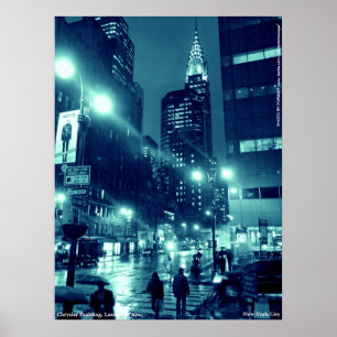 Chrysler Building NYC Blue Poster 18x24