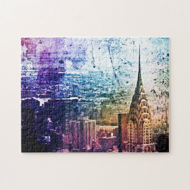 Chrysler Building - Paint Splattered - New York Jigsaw Puzzle (Horizontal)