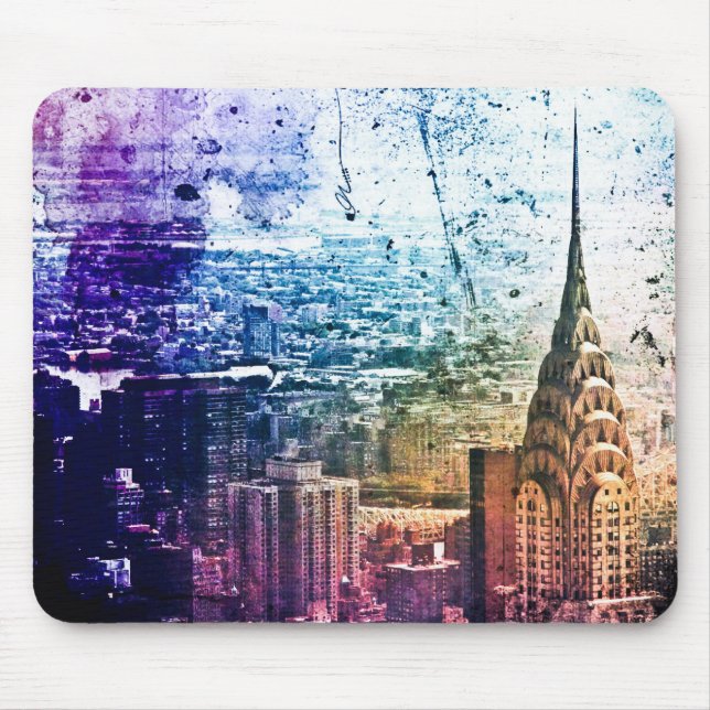 Chrysler Building - Paint Splattered - New York Mouse Mat (Front)