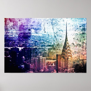 Chrysler Building - Paint Splattered - New York Poster