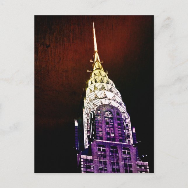 Chrysler Building - Purple and Red - NYC Postcard (Front)