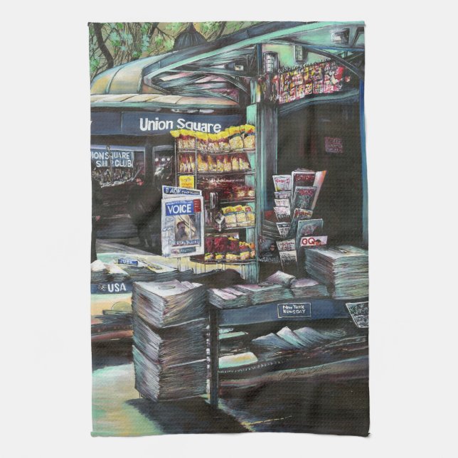 Chrysocolia Morning, Union Square, New York City Tea Towel (Vertical)