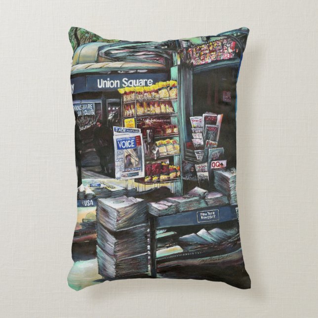 Chrysocolia Morning, Union Square, NYC Decorative Cushion (Front(Vertical))