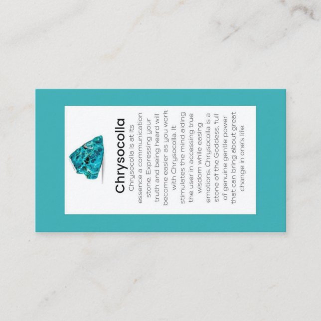 Chrysocolla Crystal Meaning Jewellery Display  Business Card (Front)