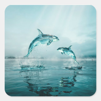 CHRYSTAL ORCA MOM WITH BABY SQUARE STICKER