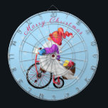 Chtistmas Dart Board Happy Gnome with Gifts<br><div class="desc">Merry Christmas - Funny Gnome with Bike and Gifts - Cartoon Drawing Fun Happy Little Gnome - Choose / Add Your Unique Text - Name / Font / Colours - Make Your Special Gift - Resize and move or remove and add elements / image with customisation tool ! - Drawing...</div>