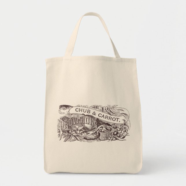Chub & Carrot Provisions Vintage Artwork Tote Bag (Front)
